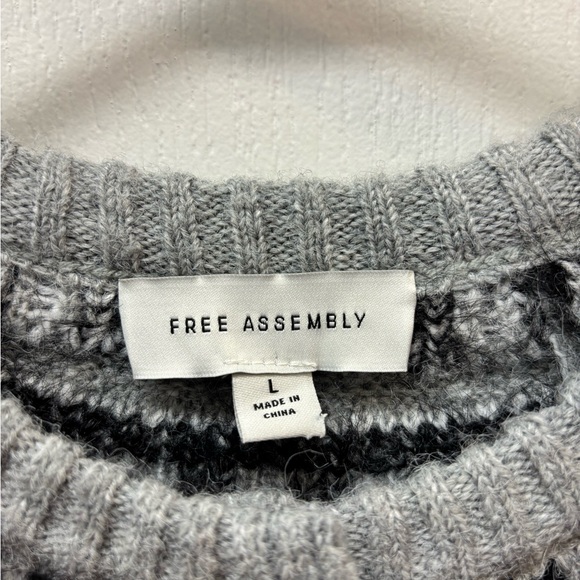 Free Assembly Ladies Gray & Black Soft Patterned Cardigan Size Large - Picture 5 of 8